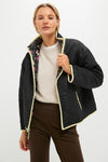 Reversible Black and Baroque Floral Quilted Mallory Jacket