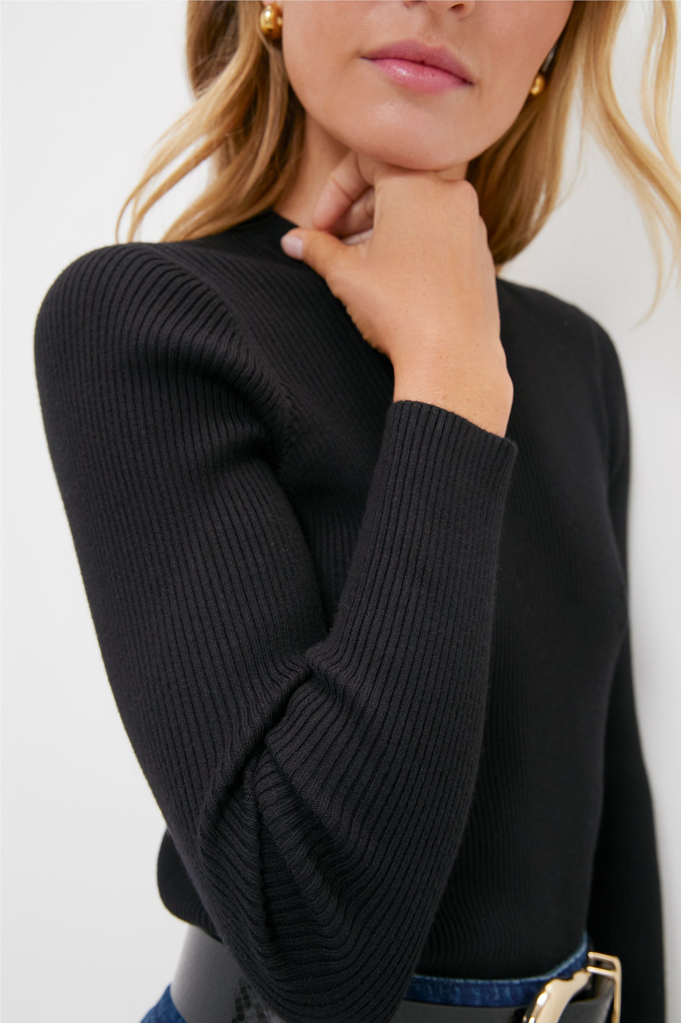 Black Alden Ribbed Crewneck | Tuckernuck