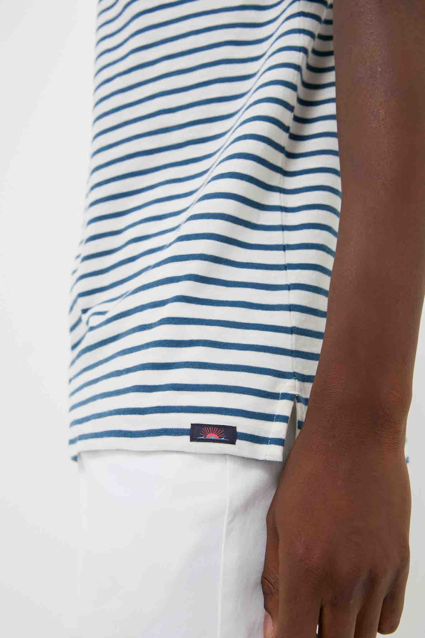 Ivory Breton Stripe Sunwashed Tee Shirt Polo