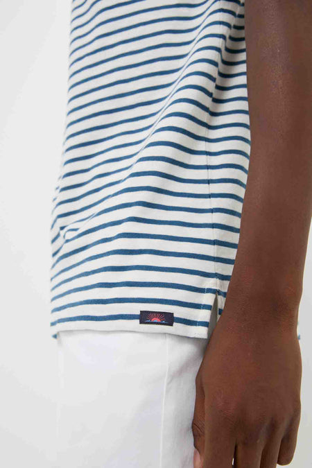 Ivory Breton Stripe Sunwashed Tee Shirt Polo