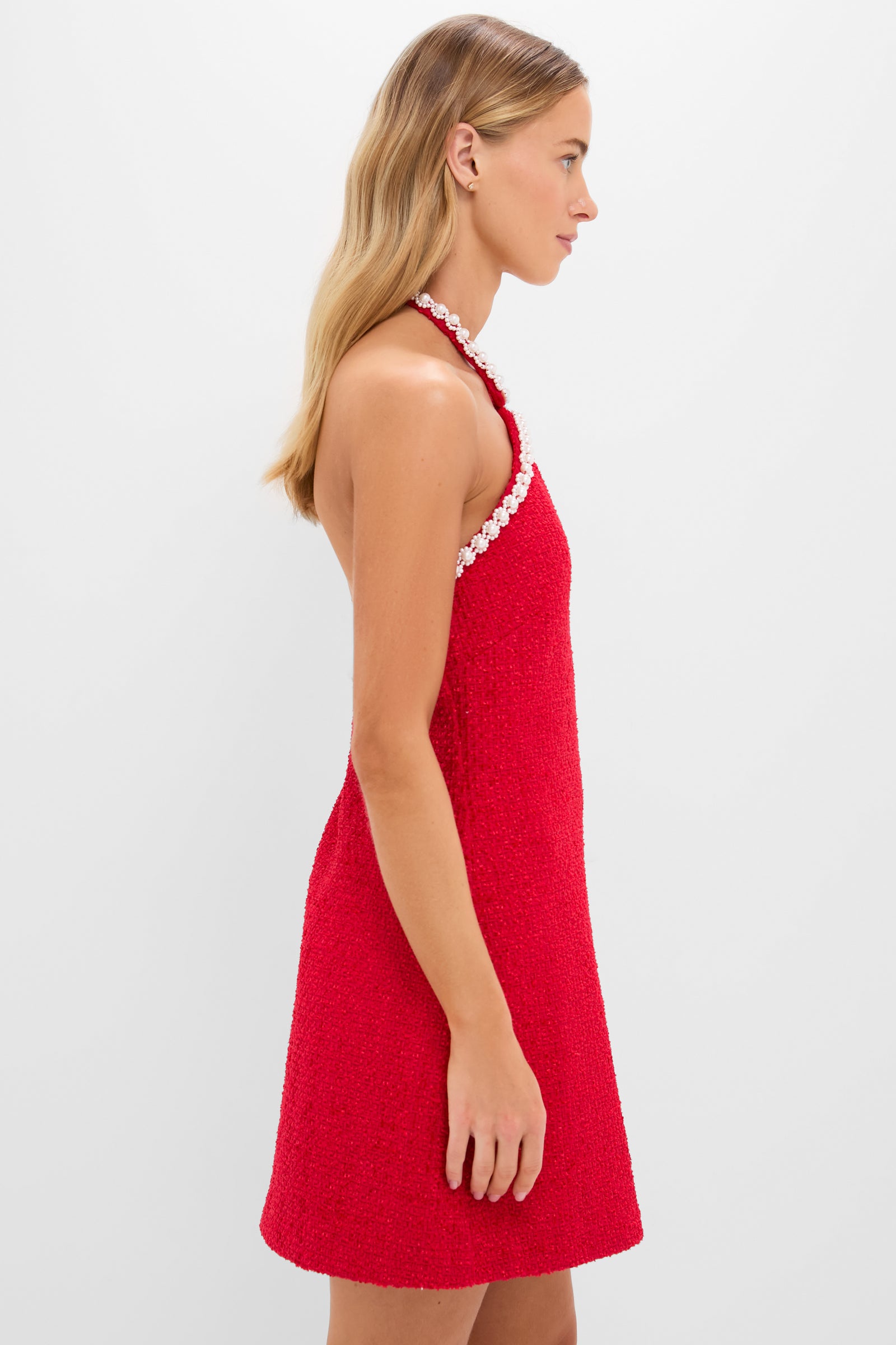 Red Tweed & Pearl Petra Mini Dress