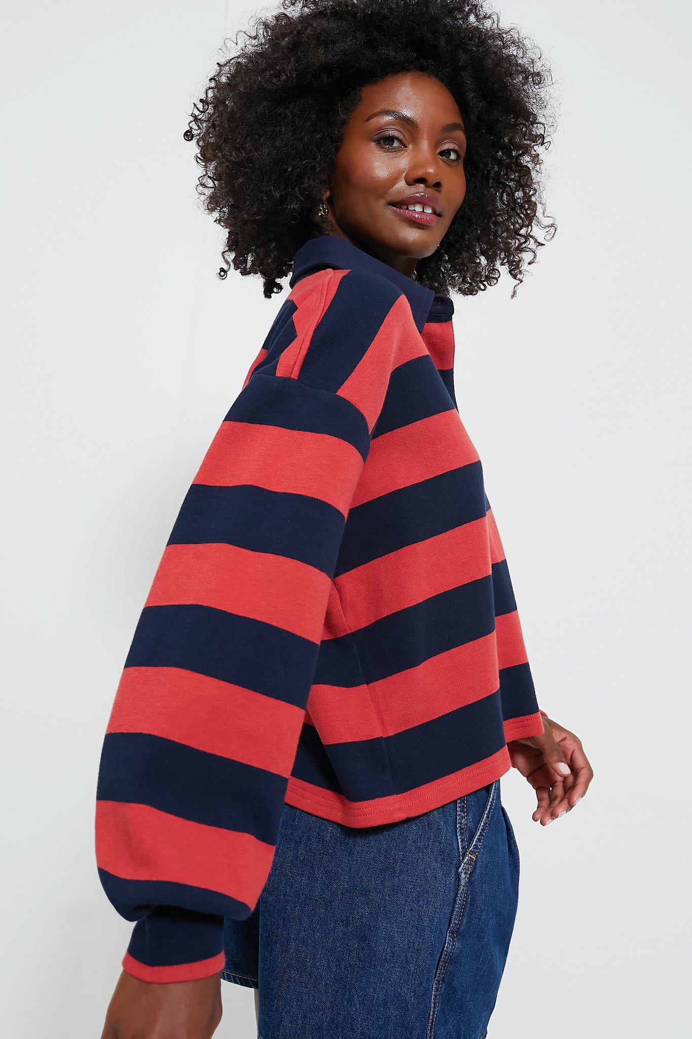 Navy Stripe Cotton Warren Rugby Shirt