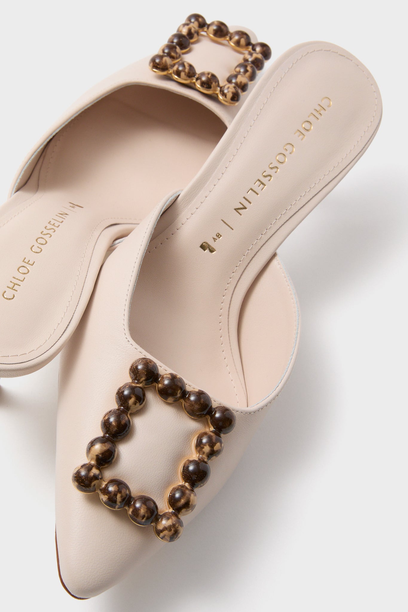 Puff Cream Leather Ave Mules