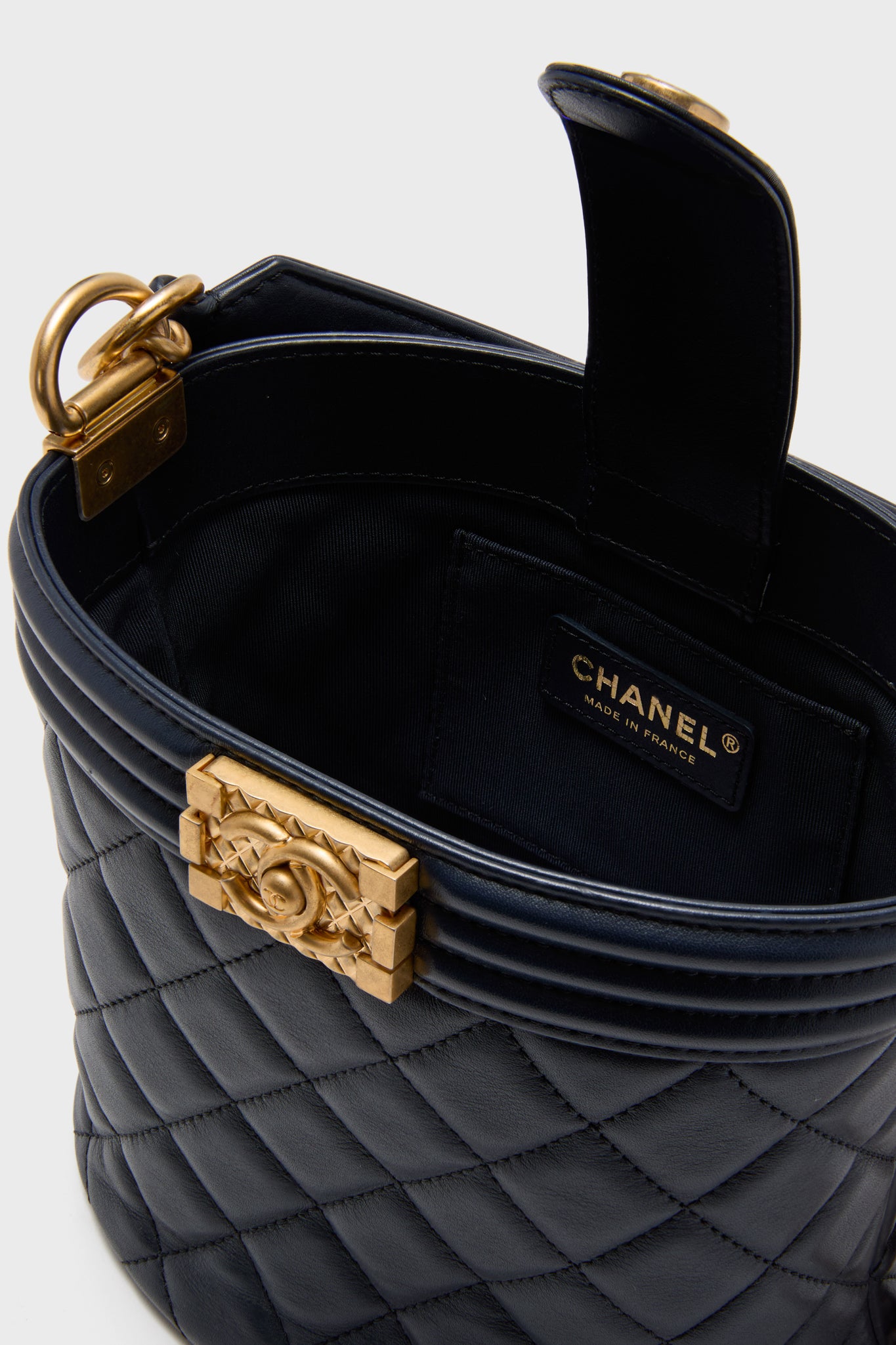 CHANEL Navy Boy Bucket Bag