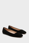 Black Suede Nadia Flats feature a chic square toe and slip-on design, offering classic, effortless style for everyday wear, perfect for a fun, high-end wardrobe transition.