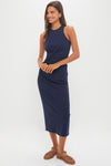 Navy Magna Twisted Tank Midi
