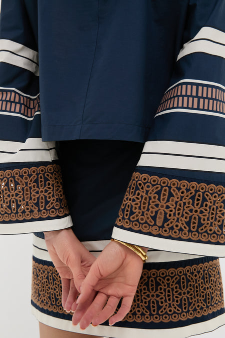 Riverside Stripe Cotton Eyelet Maxine Top