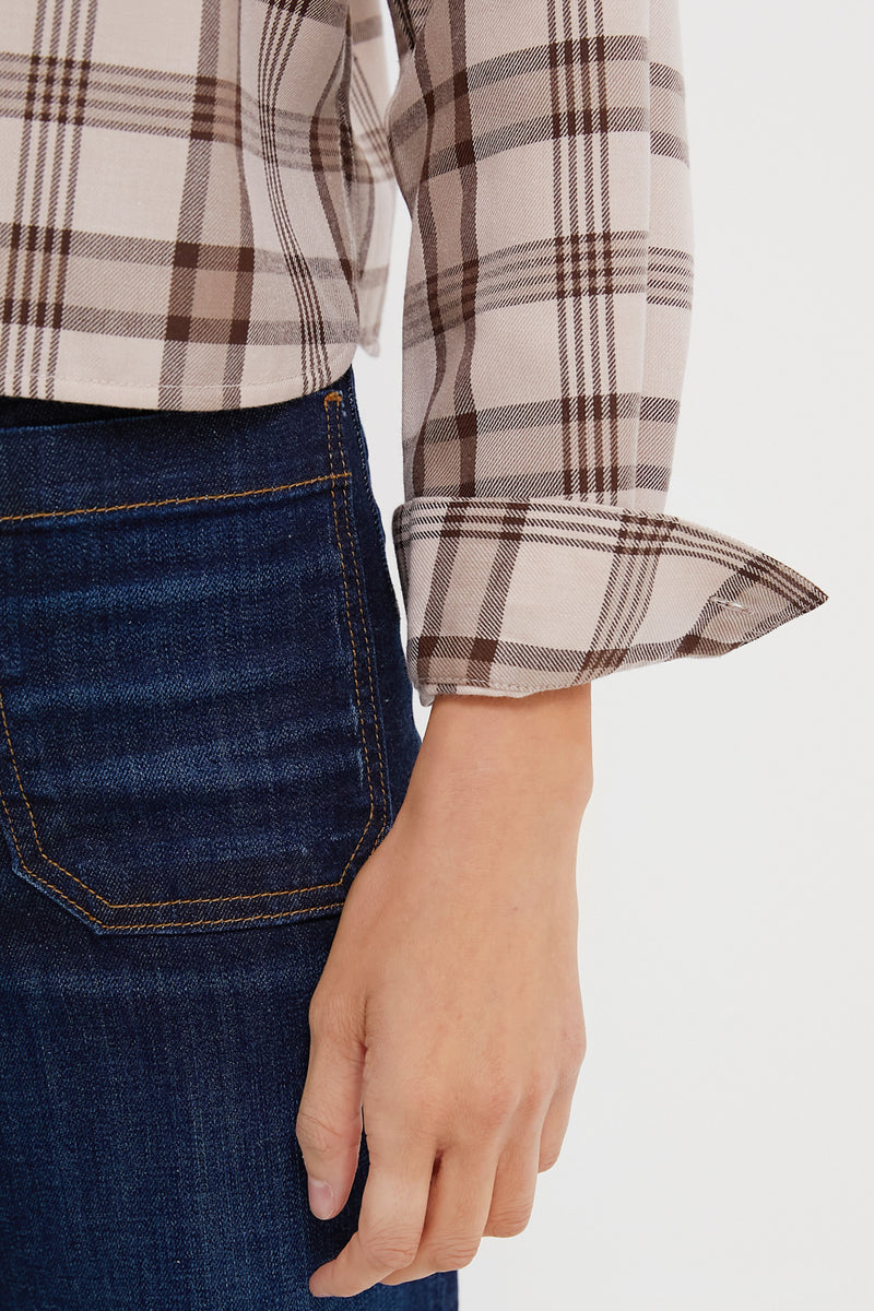 Brown Plaid Cropped Jasper Button Down