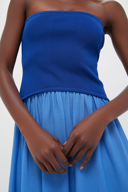 Maritime Navy and Marina Blue Strapless Soglio Dress