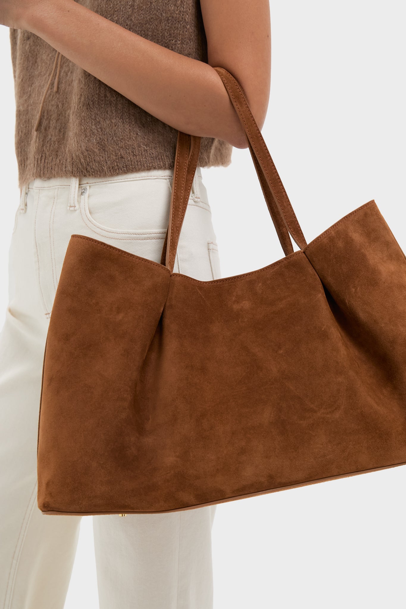 Cognac Suede Dimple Tote
