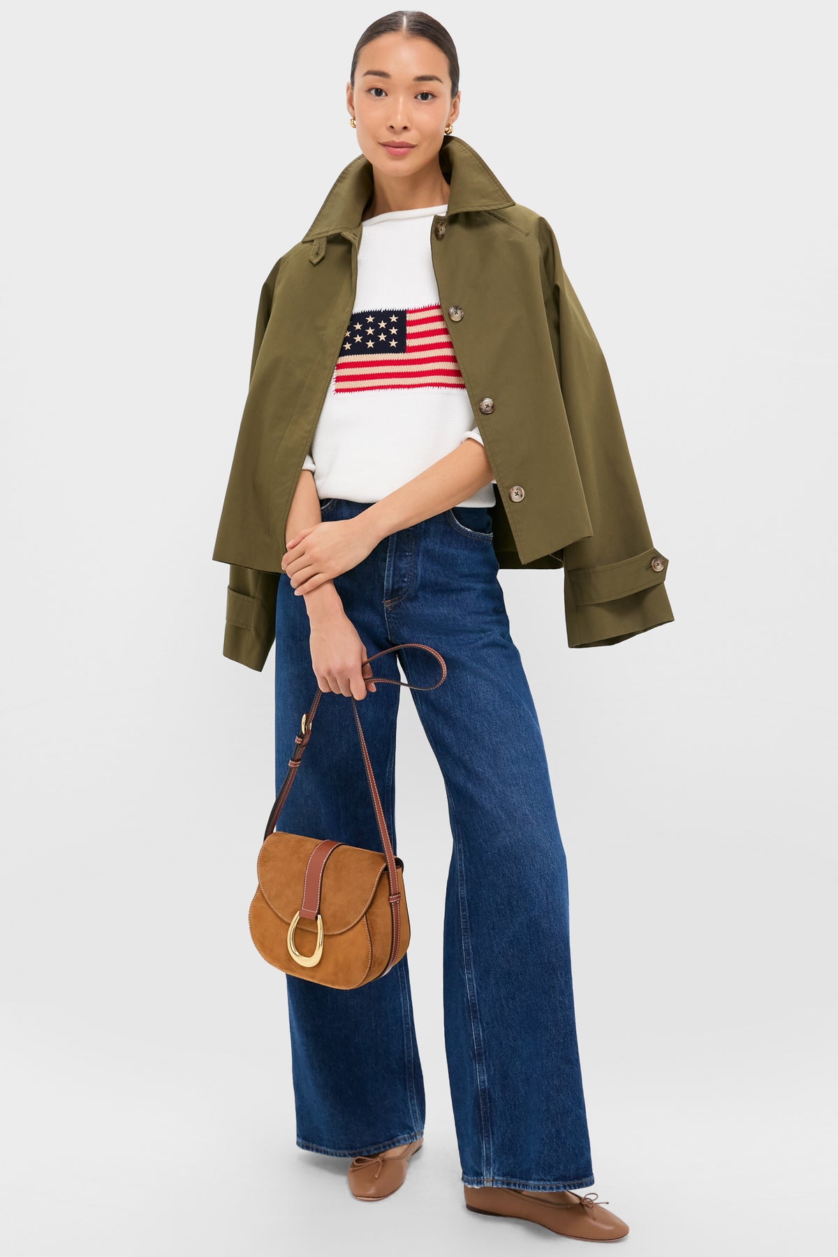 Ivory Cotton Rollneck Americana Sweater