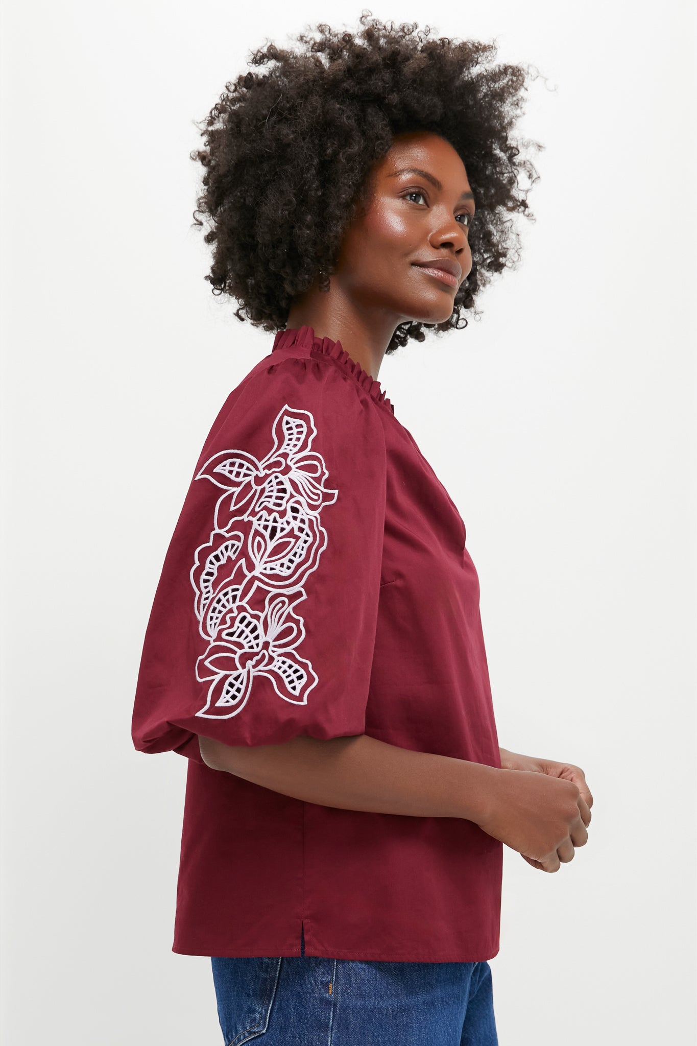 Plum with Lilac Embroidery Floria Blouse