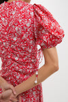 Red Lucille Liberty Print Short Sleeve Midi Dress