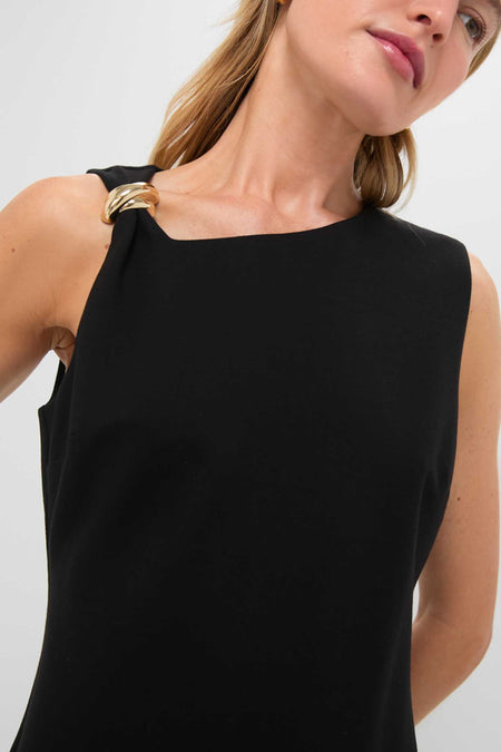 Black Asymmetrical Angelique Mini Dress