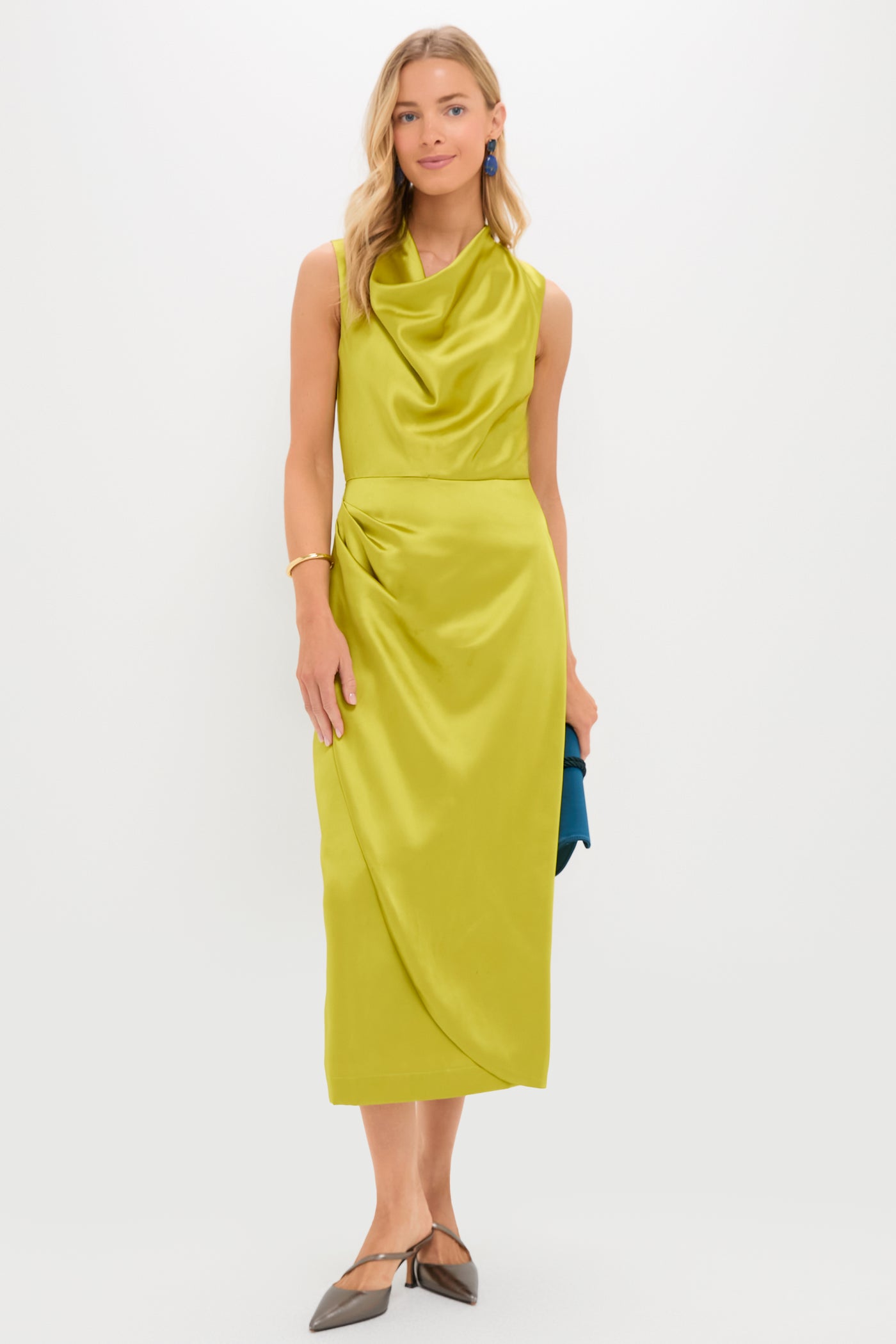 white christmas dresses Vintage Silk Chartreuse Silk Gown - XS/4 main image 0