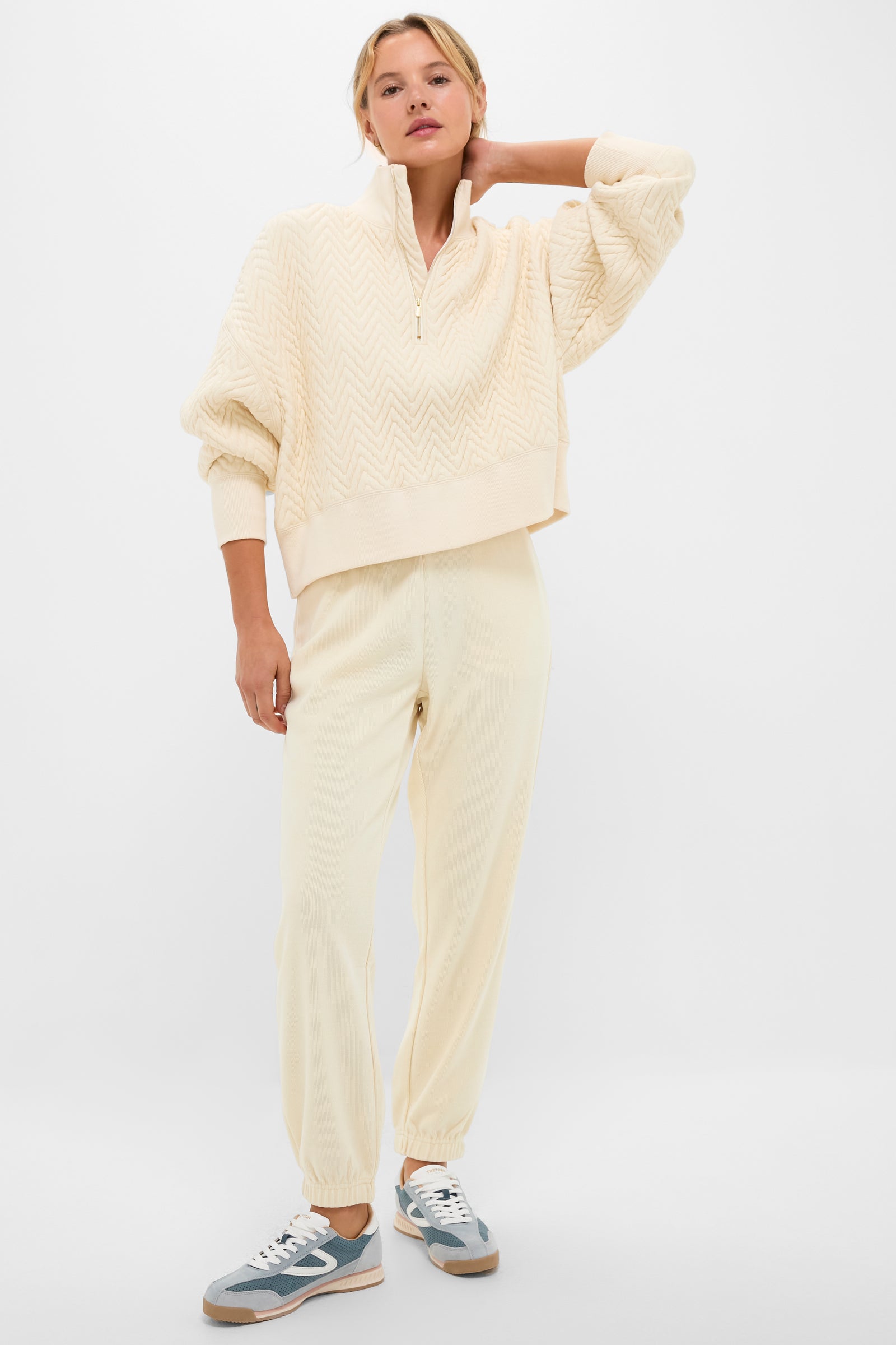 Buttercream Quilted Lucas Quarter Zip