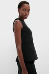 Black Reville Birdseye Suiting Top