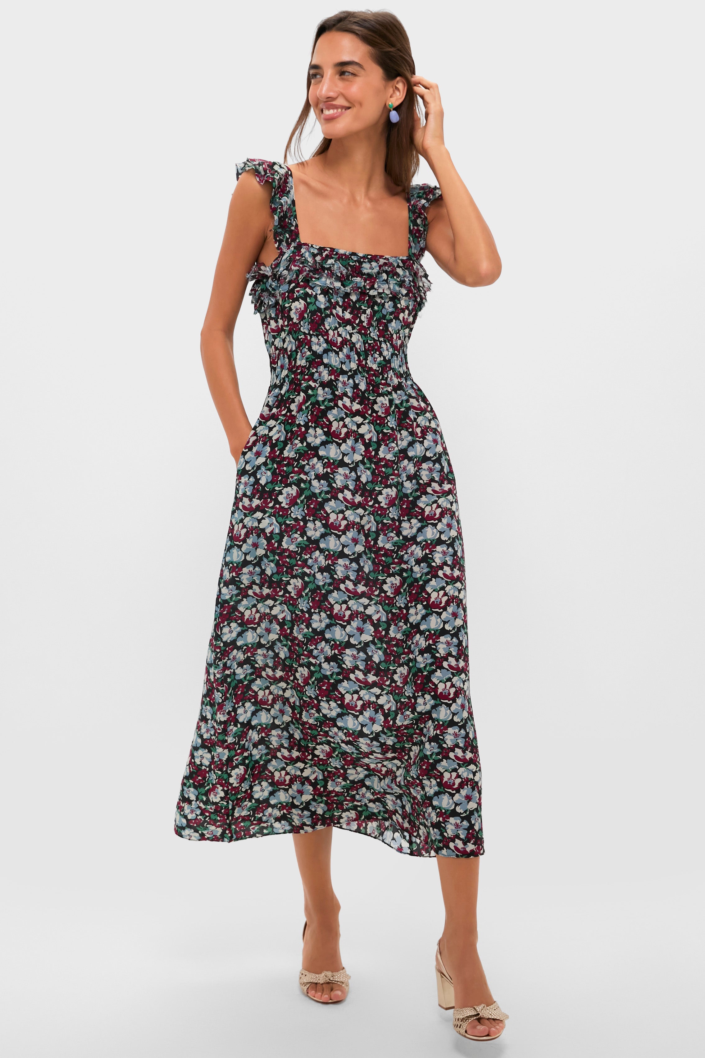 amalie the label franc midi dress Peonia Print Amalie Midi Dress