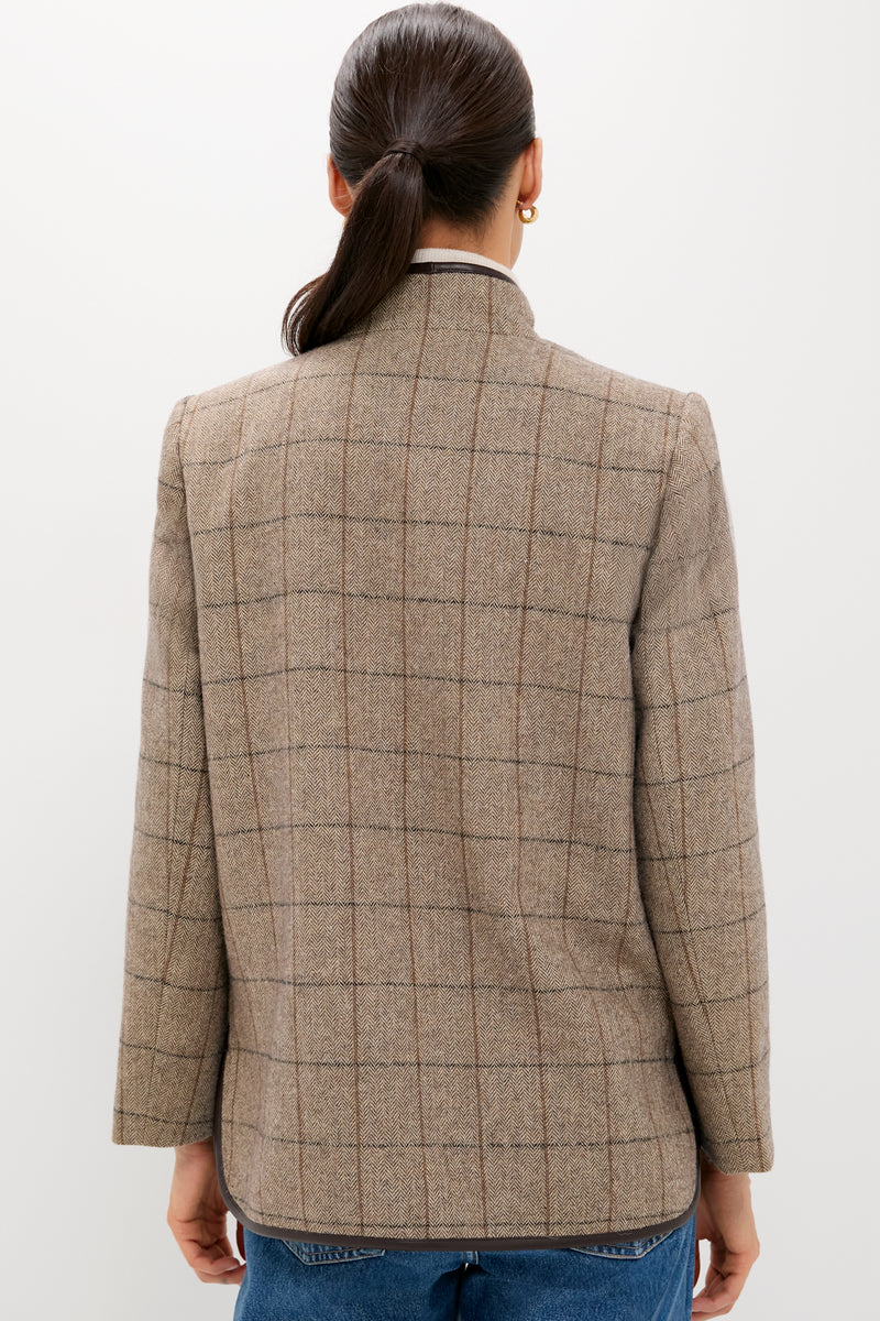 Brown Check Plaid Wool Dalton Jacket