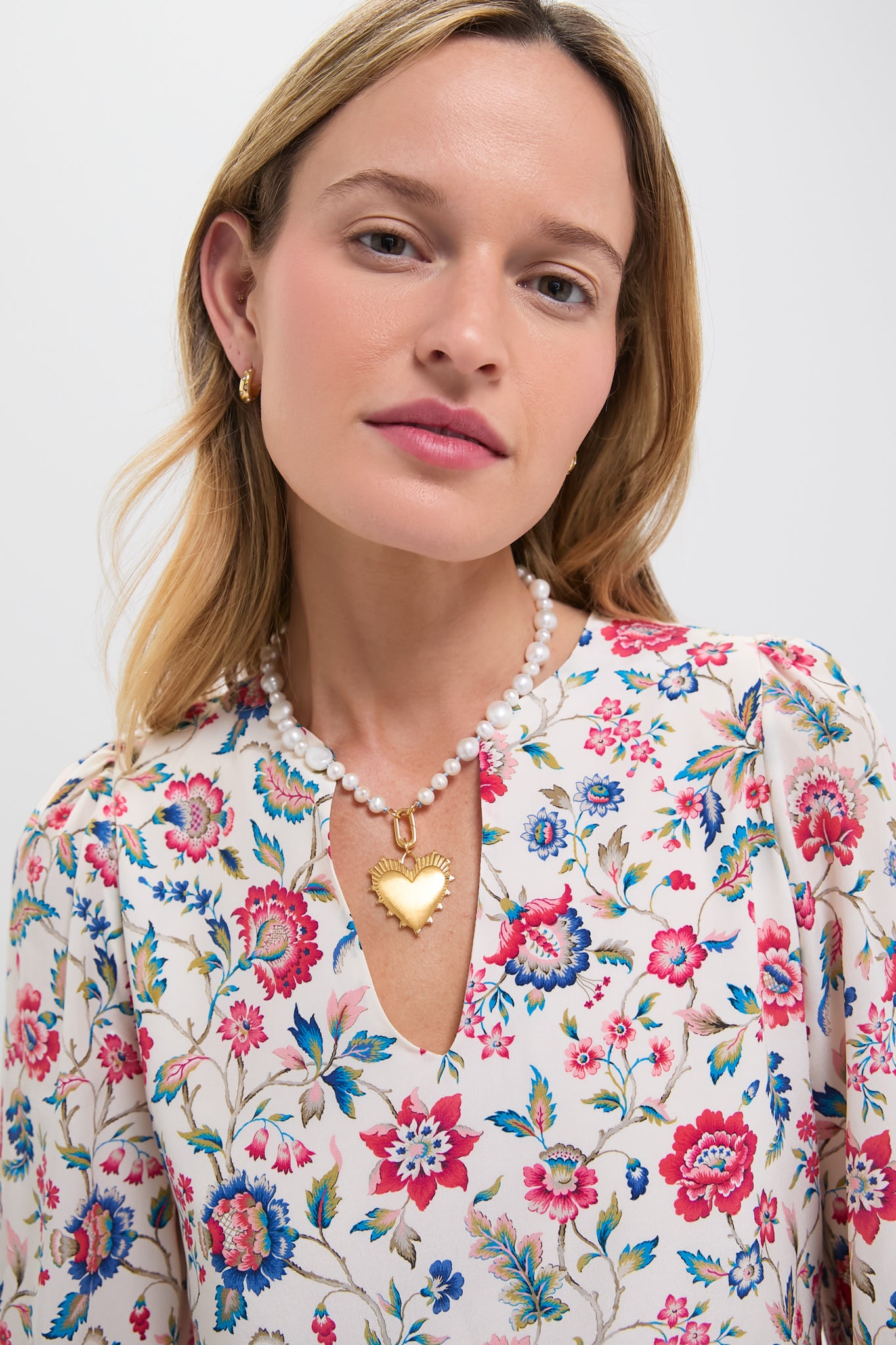 Baroque Pearl Necklace with Heart of Gold Charm