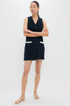 Navy Terrycloth Myla Romper Coverup