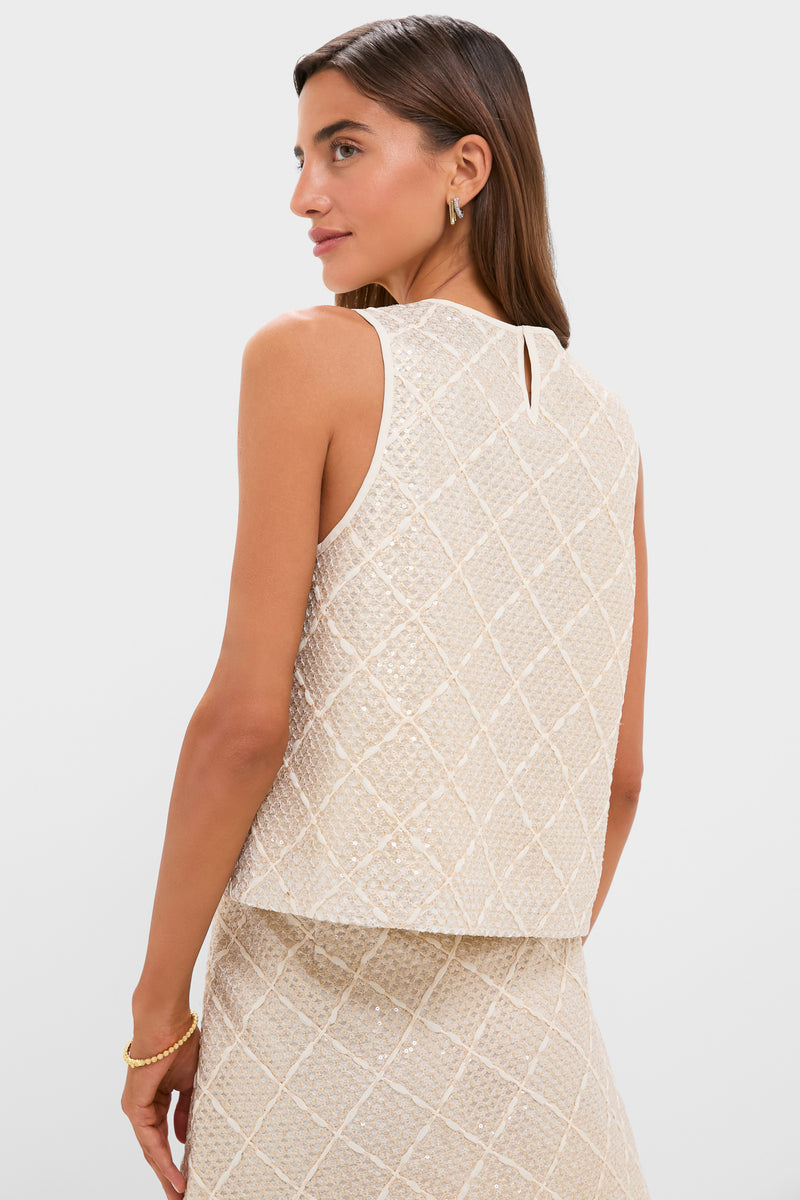 Ivory Sequin Sleeveless Keating Top