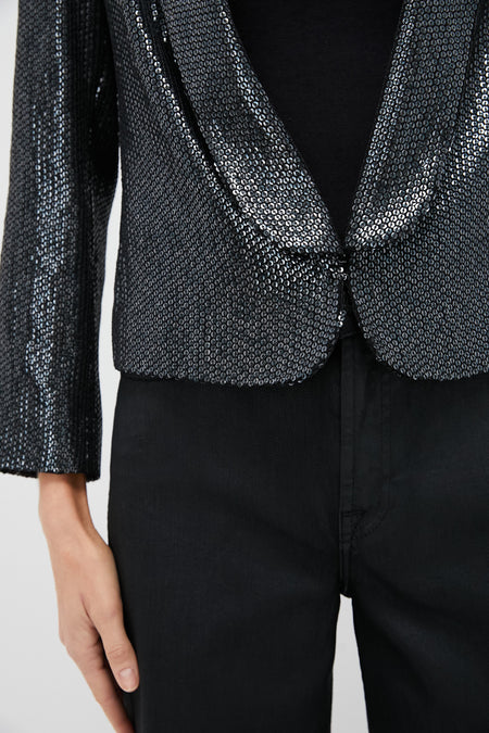 Gunmetal Sequin Cropped Zana Jacket