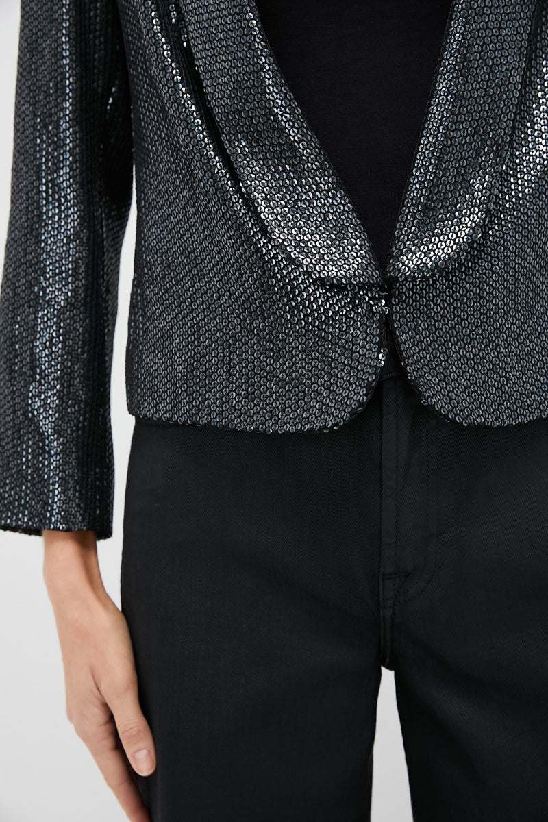 Gunmetal Sequin Cropped Zana Jacket