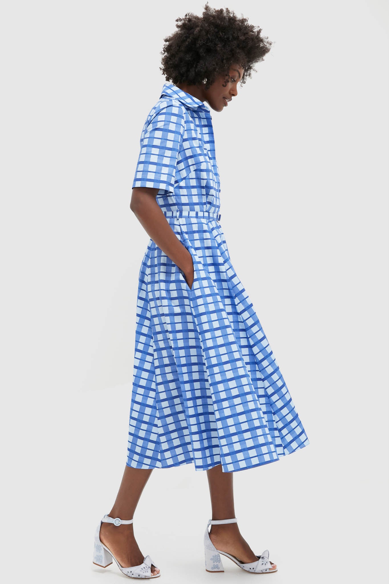 Painted Gingham Blue Rubie Midi Dress