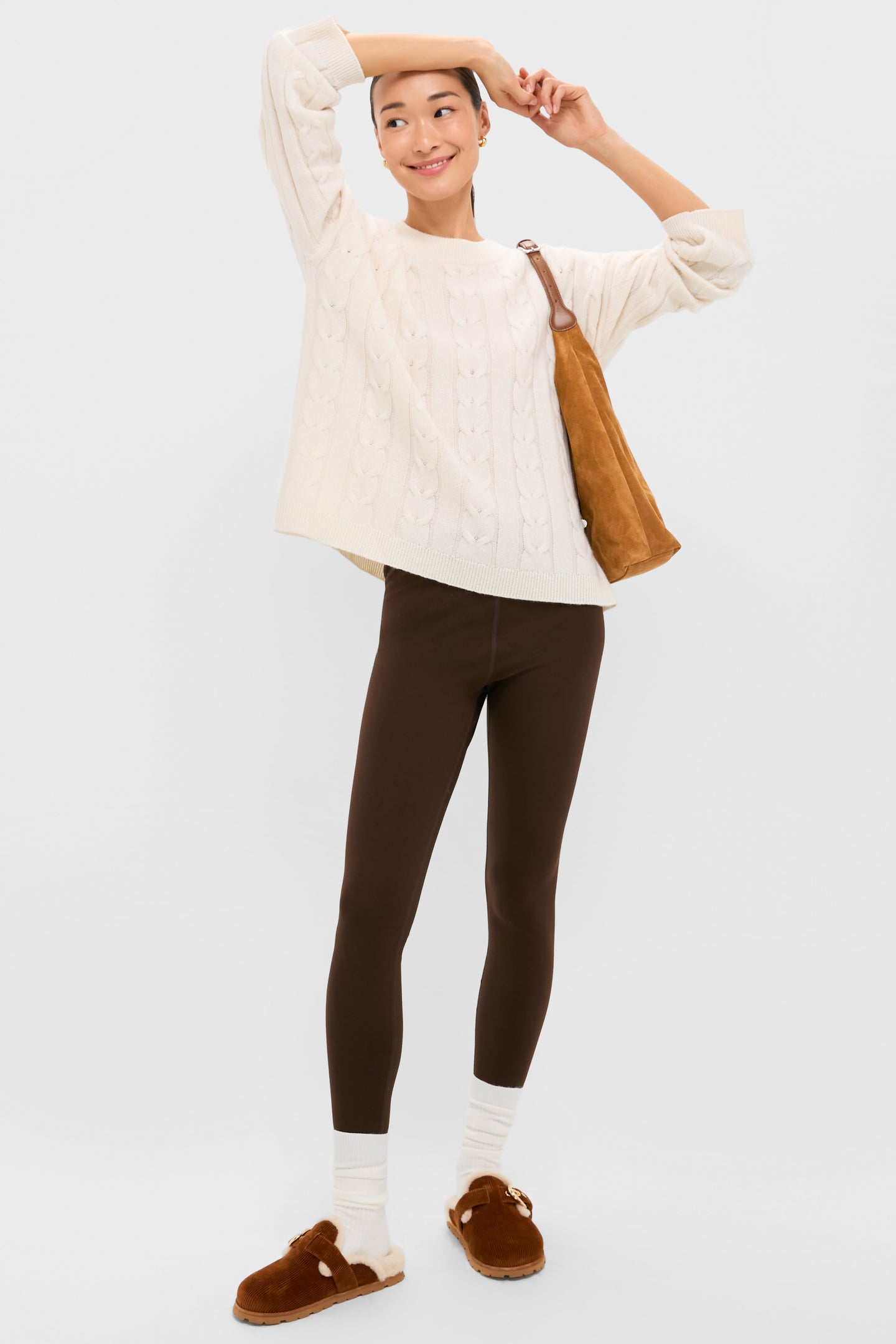 Doe and Vanilla Corduroy Velvet Chrystie Shearling Mules