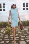 Blue Azara Raffia Mini Dress