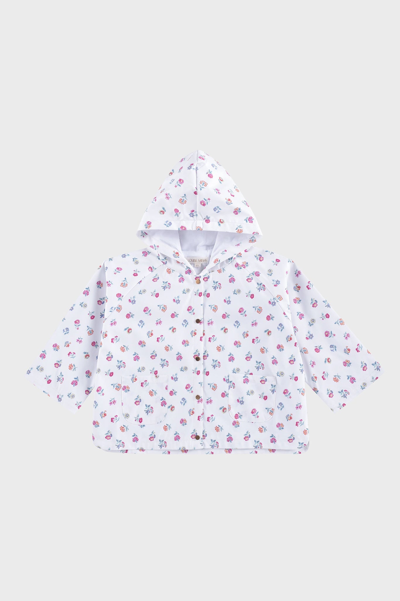 White Felicita Flowers Felvet Raincoat