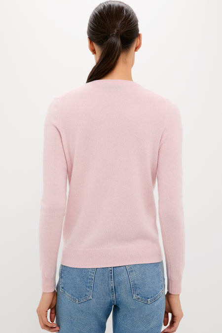 Soft Pink Cashmere V-Neck Sweater