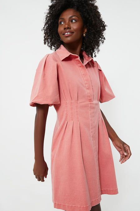 Nantucket Red Stretch Twill Mini Delaney Dress