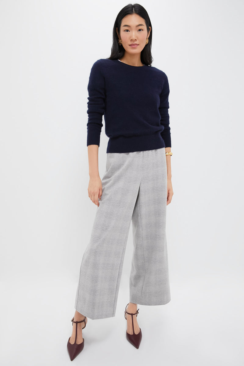 Gray Plaid Cropped Flare Carlton Pants