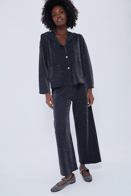 Black Kylie Lurex Hooded Set