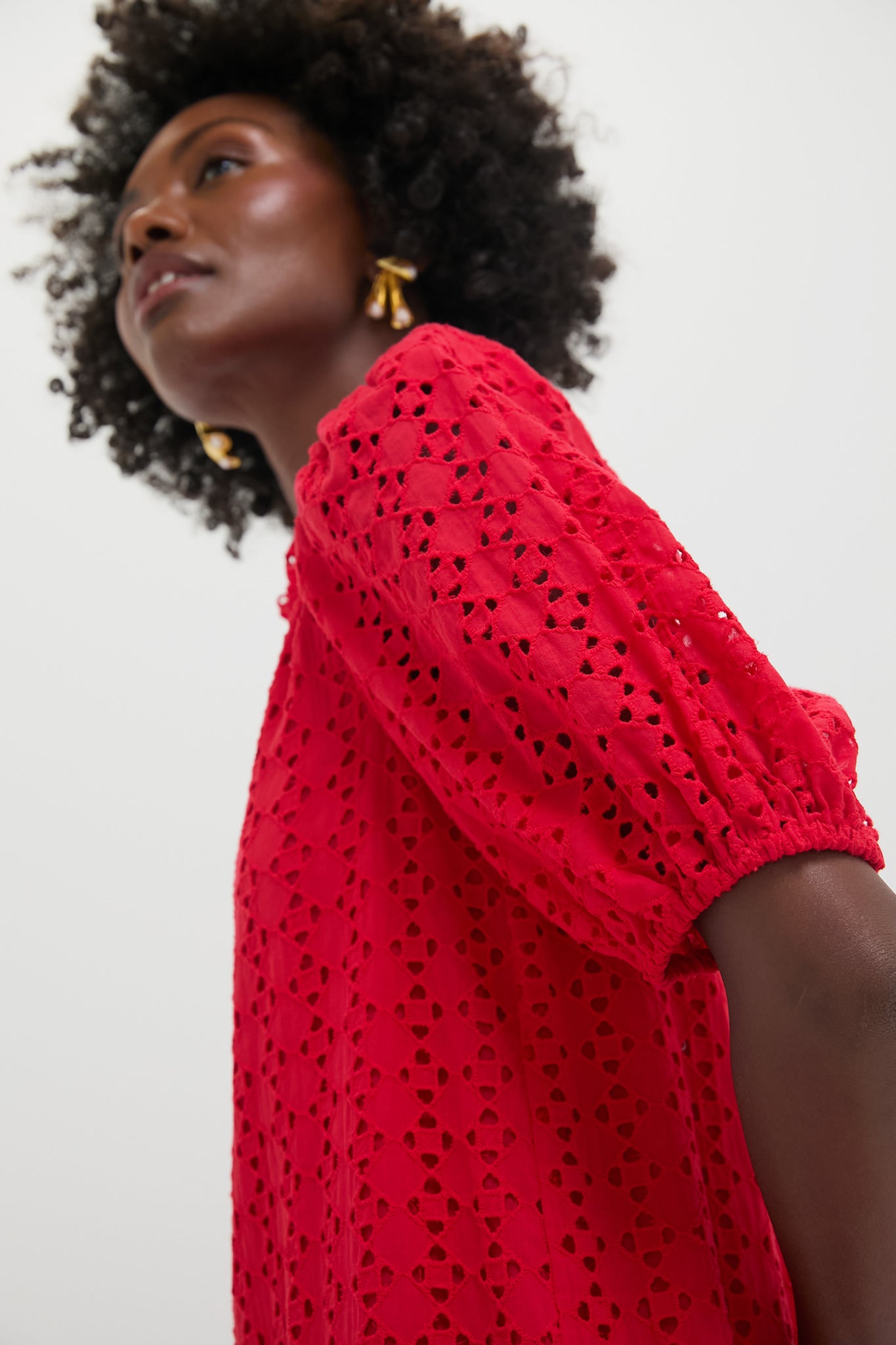 Red Eyelet Tryall Midi Dress