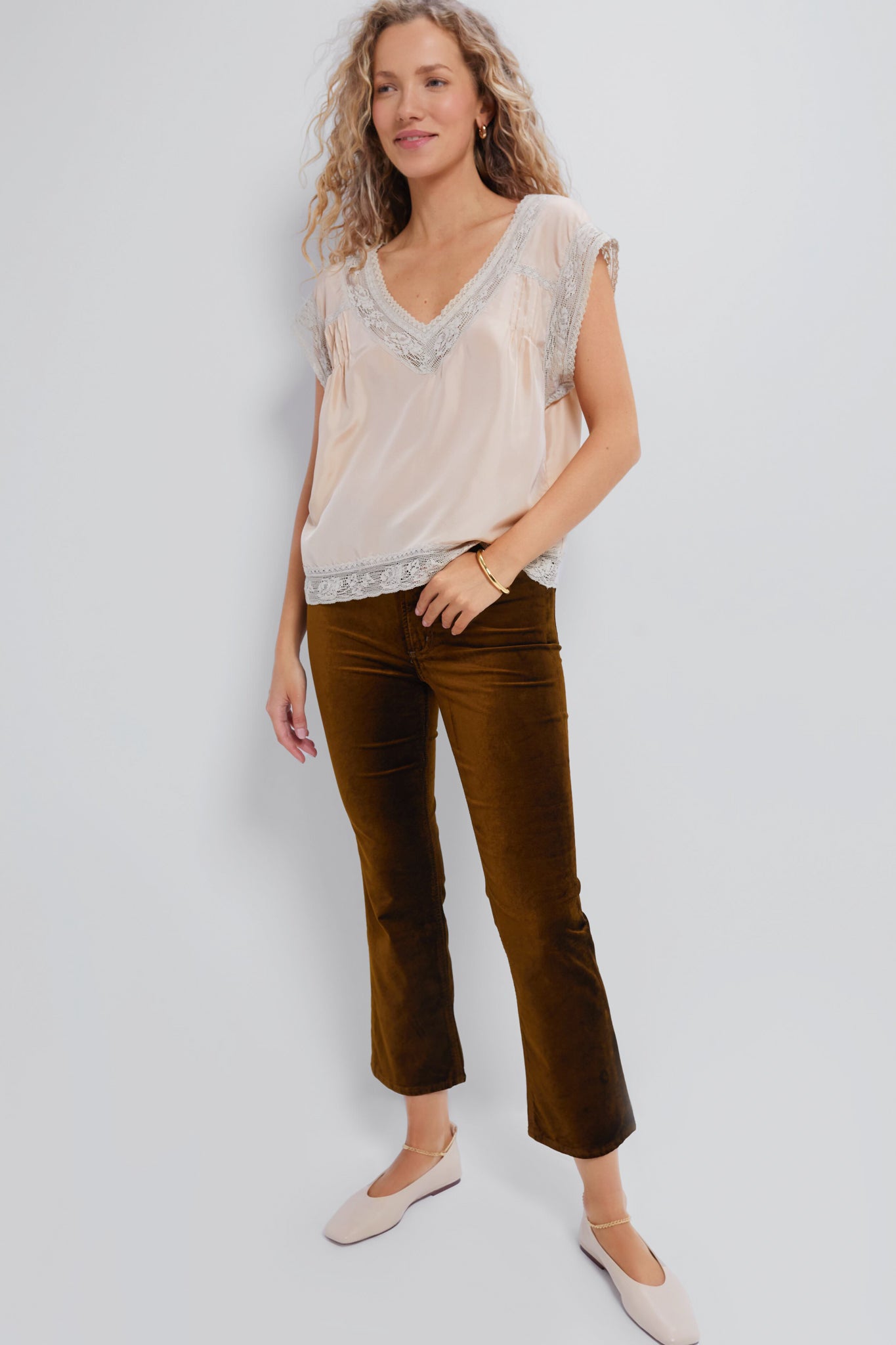 Golden Velvet Isola Cropped Trouser | Citizens of Humanity