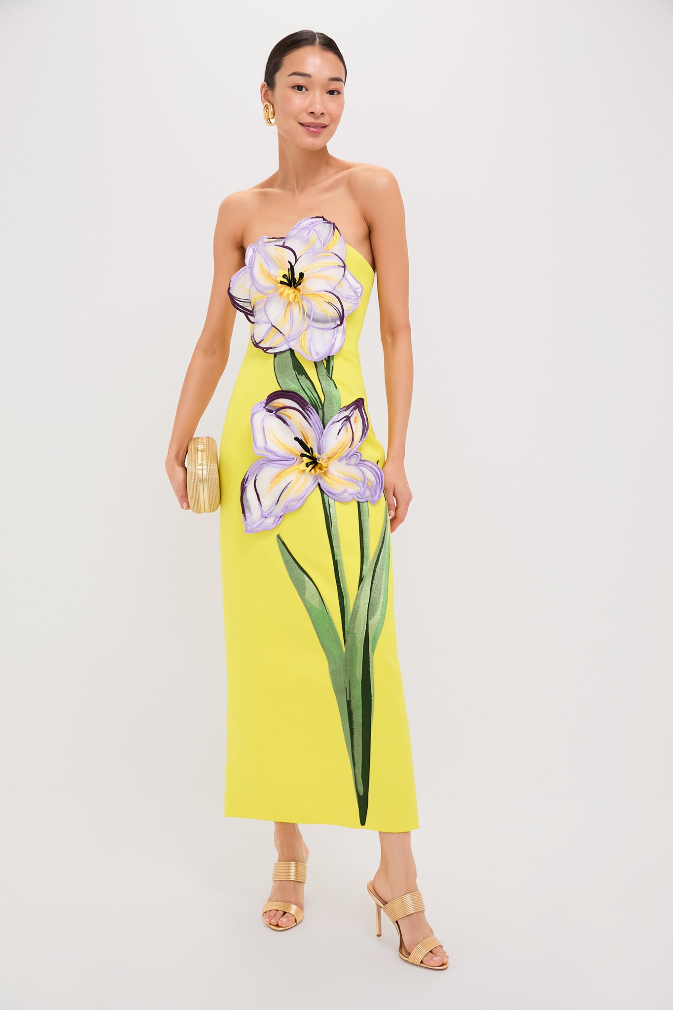 Yellow Iris Print Rayna Maxi Dress