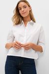 Milky White Embellished Cropped Jasper Button Down