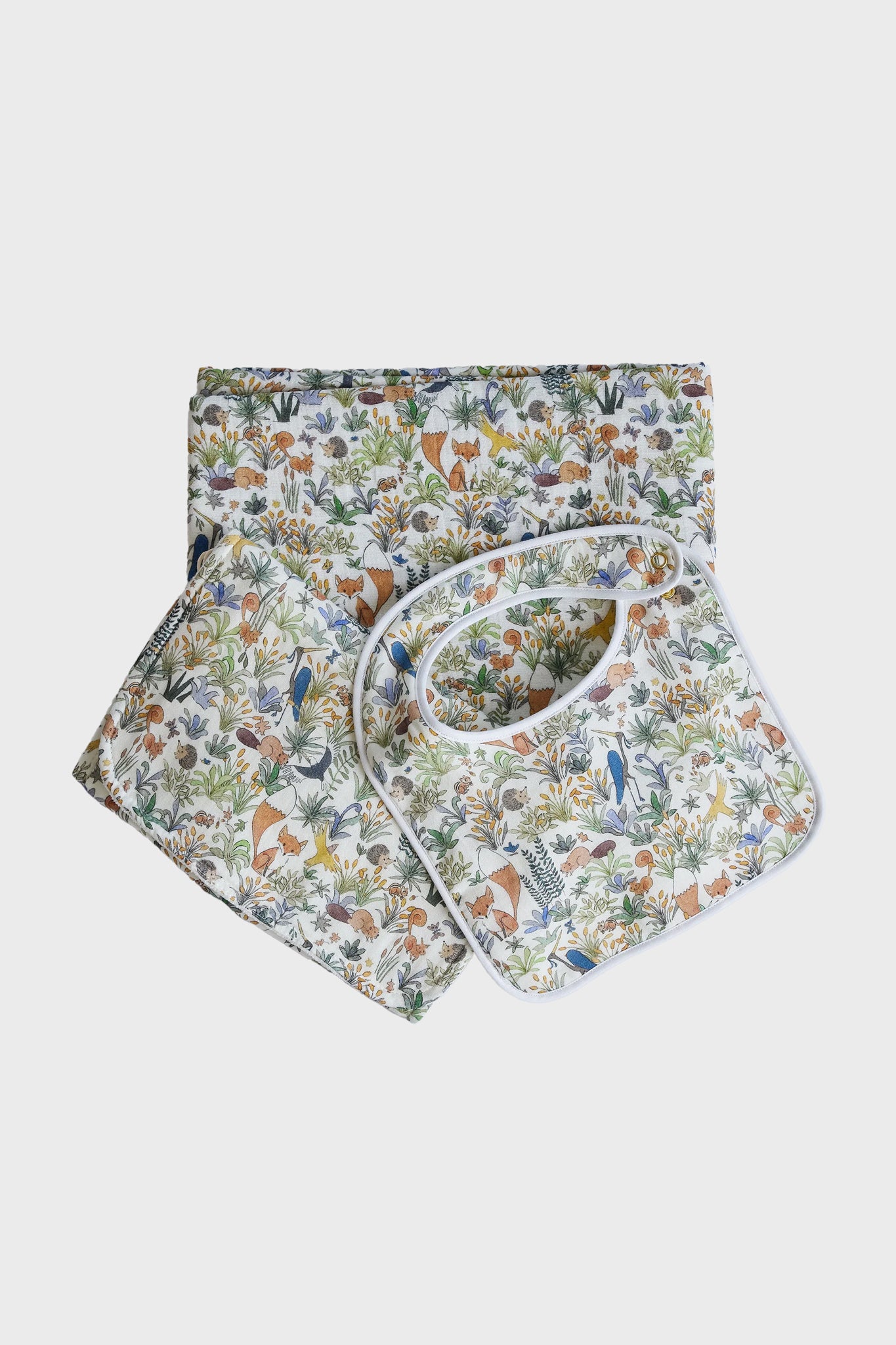 Foxy Forest Bib and Burb Cloth Set