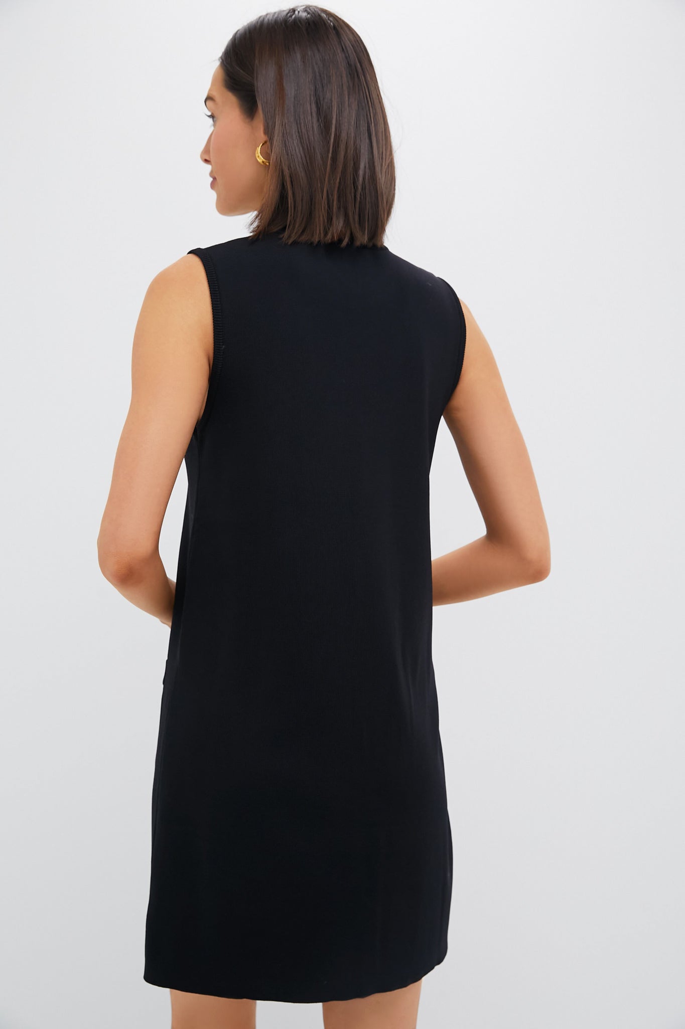 black knit dress with pockets Women'S V Neck Sleeveless Knitted Solid Short Sweater Dress with Pockets Black XL
