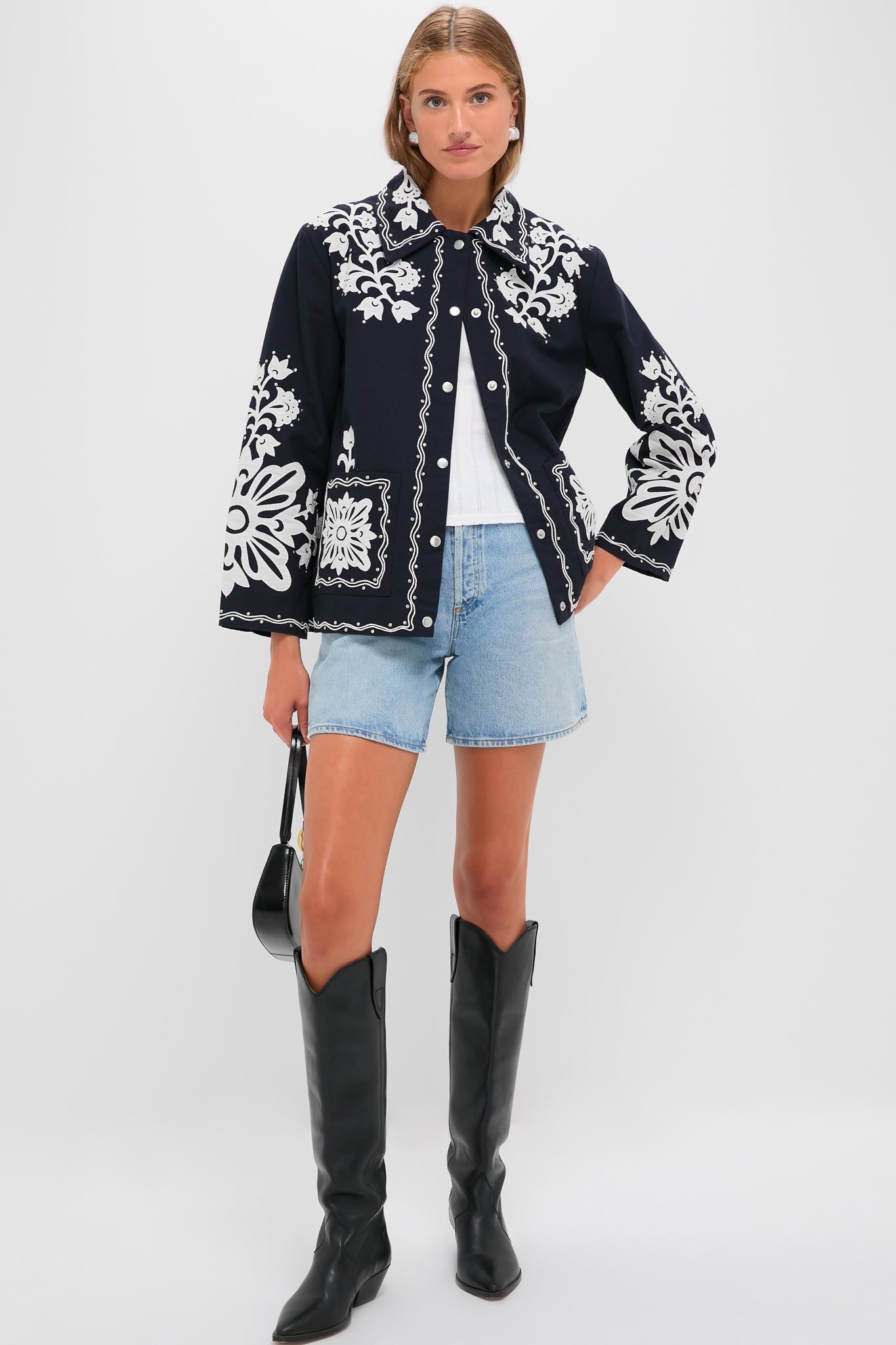 Navy Liliana Applique Jacket