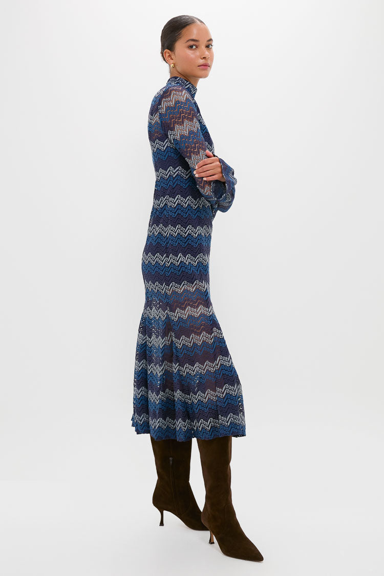 en saison navy irene maxi dress Navy Tonal Lorraine Knit Maxi Dress
