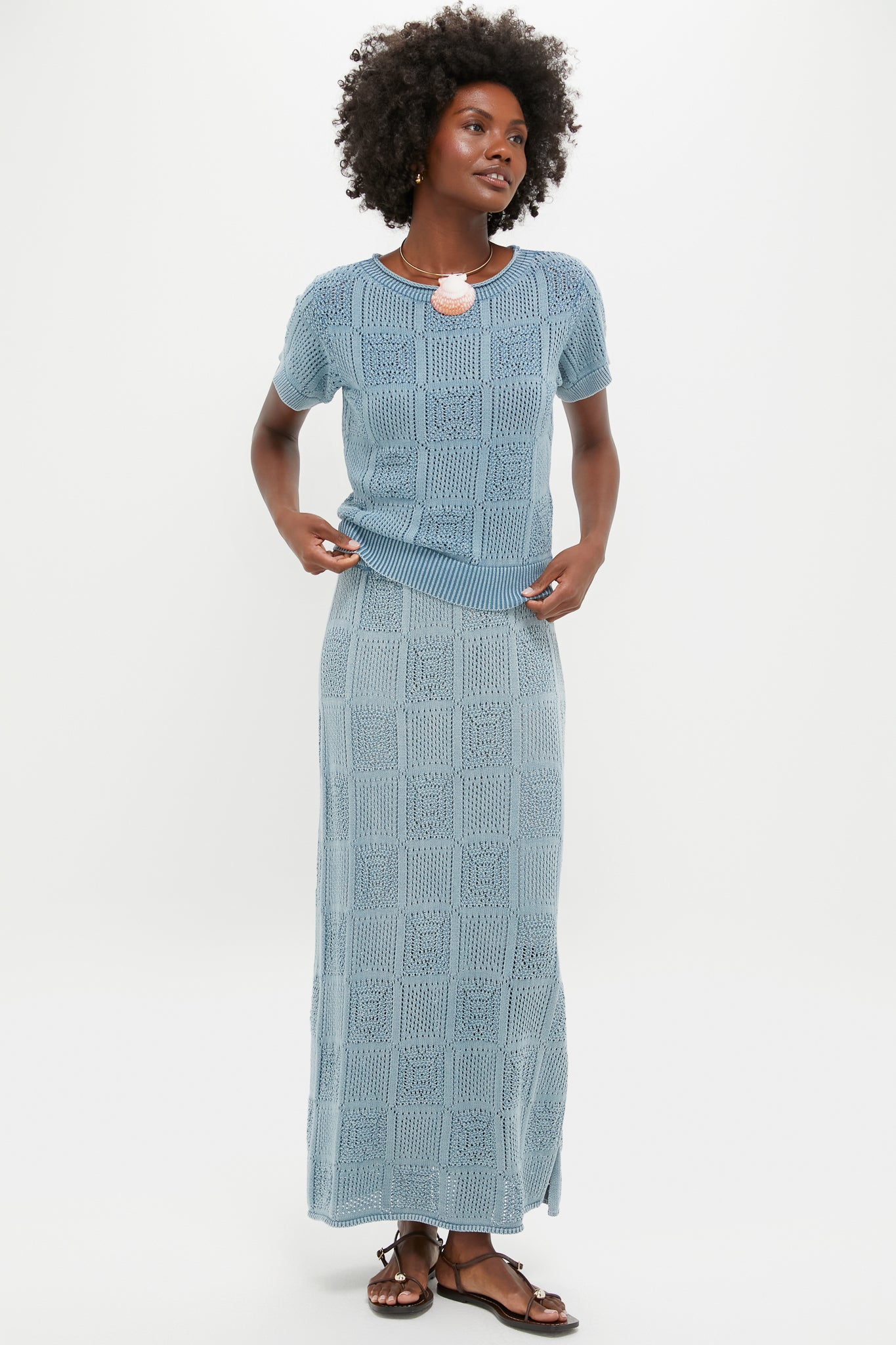 Indigo Pointelle Preston Skirt