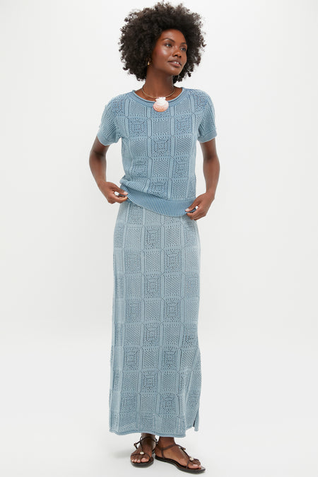 Indigo Pointelle Preston Skirt