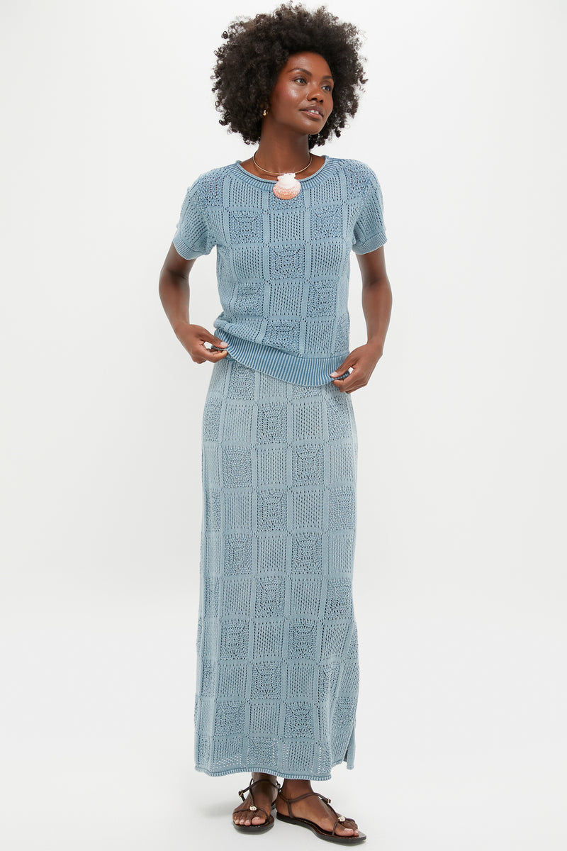 Indigo Pointelle Preston Skirt