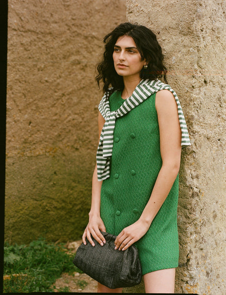 Emerald Green Tweed Bianca Dress