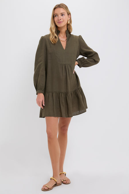 Olive Green Linen Palmerston Dress