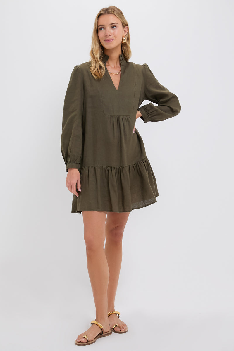 Olive Green Linen Palmerston Dress
